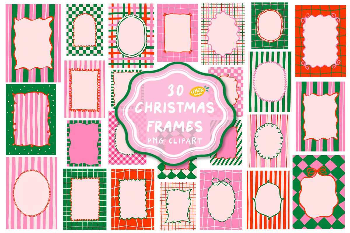 Christmas Frames PNG Clipart Bundle