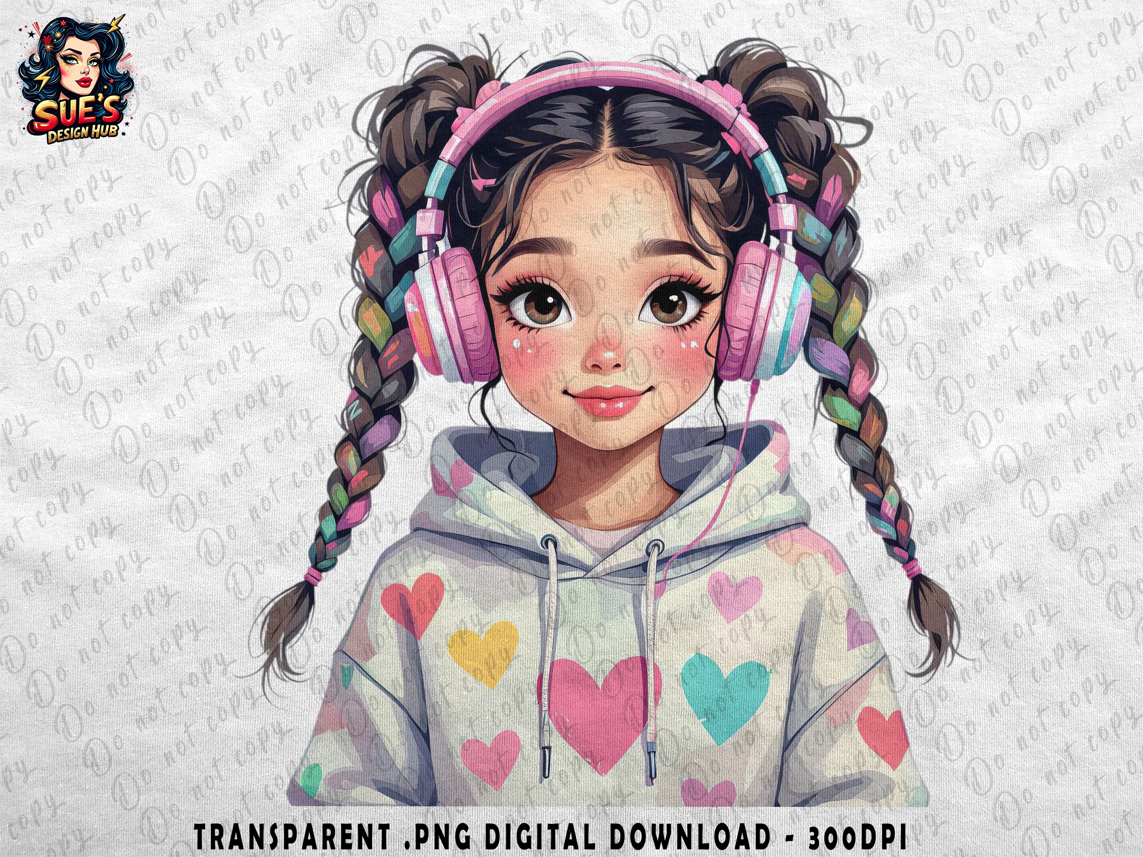 Rainbow Headphone Girl | Heart Hoodie