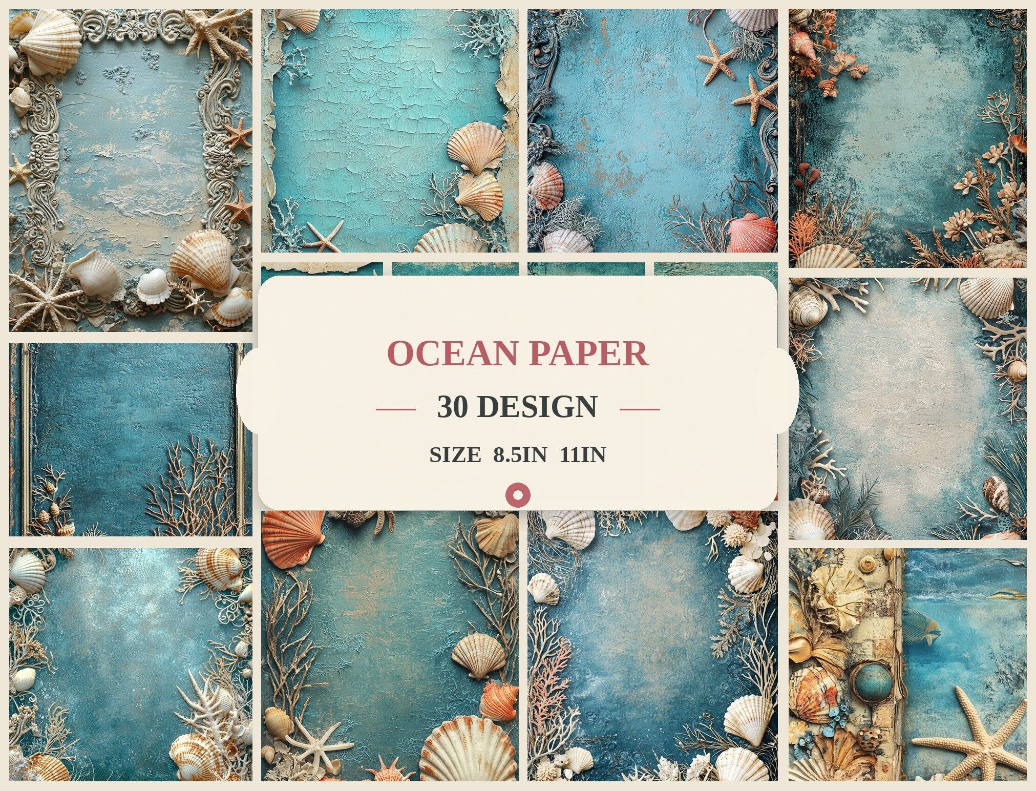 Ocean Seashell Border Backgrounds