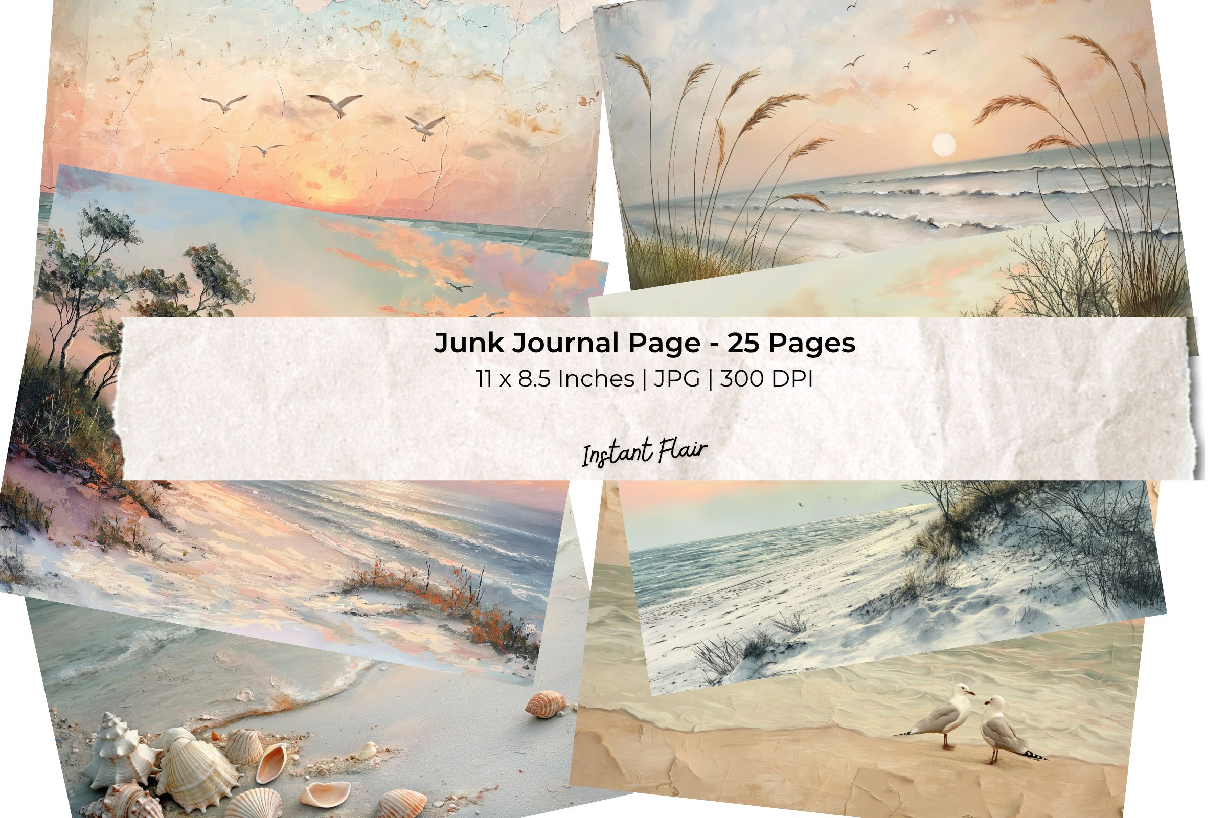 Coastal Beach Junk Journal Pages