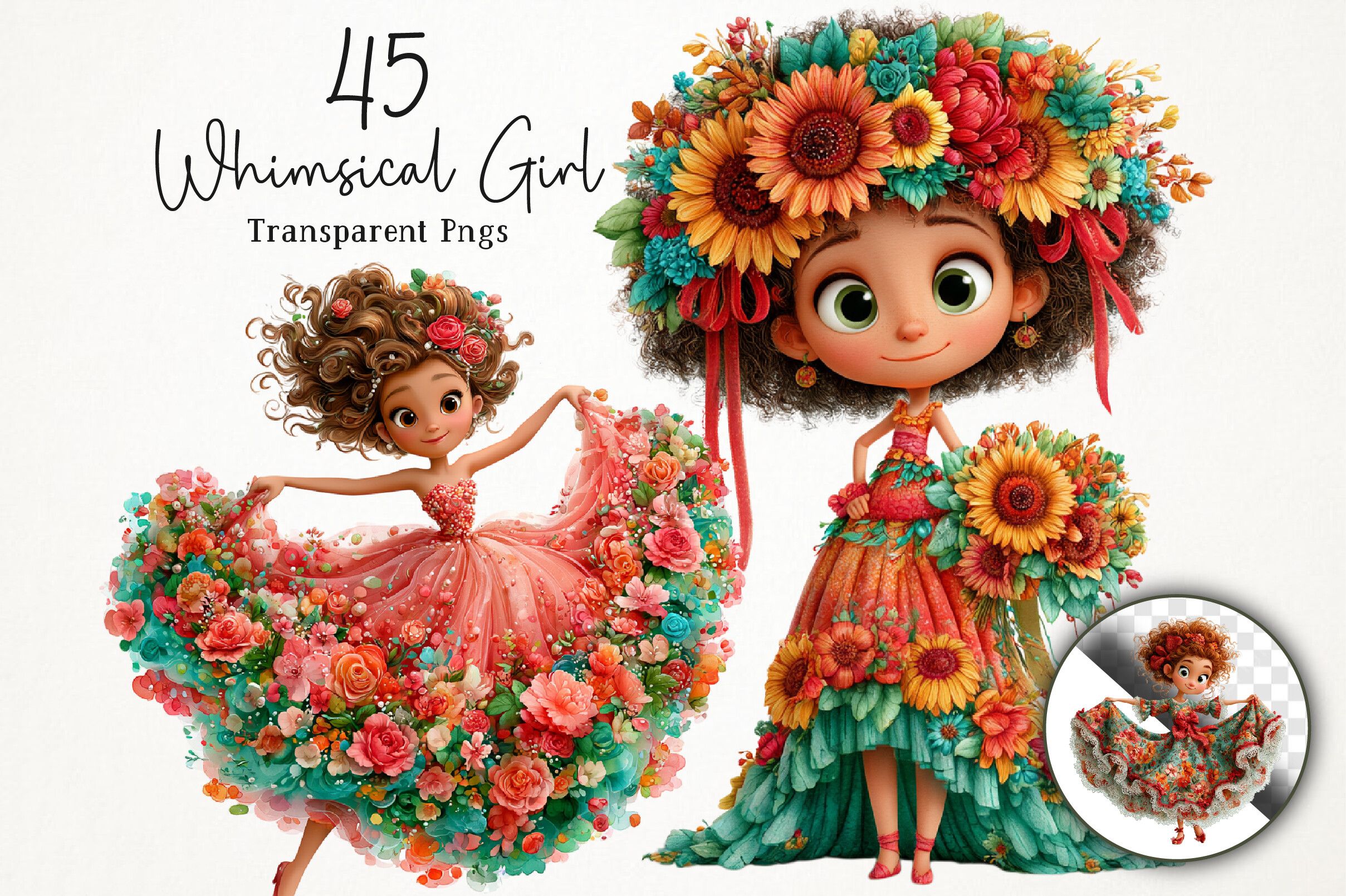 Whimsical Elegant Girl Watercolor Art